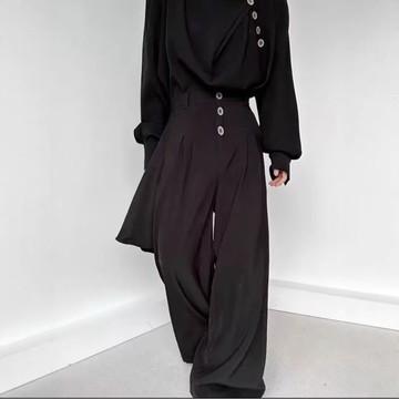 𝒚𝒐𝒖𝒓® 𝒔𝒕𝒖𝒅𝒊𝒐| S-XL 黑色 山本耀司 寬鬆 暗黑 休閒褲 中性服飾 韓版 寬褲 褲子西裝褲 701