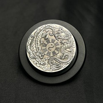 創意立體浮雕金屬太極龍虎magsafe磁吸氣囊支架可折疊伸縮指環扣