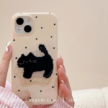 簡約波點貓咪適用三星a55手機殼硅膠s24ultra個性s23全包s22+輕奢s21文藝s20fe時尚note20可愛a15a34a05s/a54