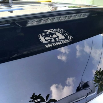 骷髏頭 車貼 機車貼紙 反光貼紙 汽車貼紙 防水貼紙 銀白色 防水 Don't look back 後照鏡 反光屋FKW
