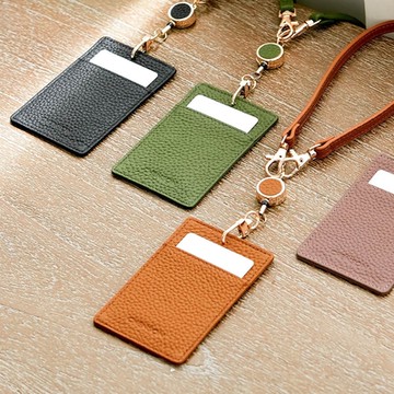 CHENSON真皮 1卡可伸縮證件套票卡套 男女通用 咖啡(W22136-B)