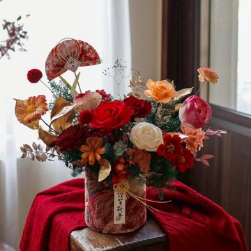 【遇見恆久】朝光盈喜日本進口永生花盆栽 新年盆栽