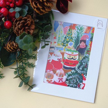 Christmas Gift 6吋紙框裝飾插畫 手繪貼畫 聖誕節可愛小衛兵