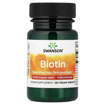 Swanson Vitamins, 生物維生素，緩釋，10,000 微克，60 片