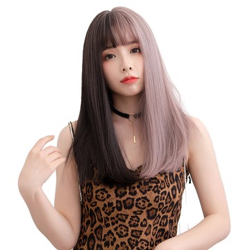 長假髮整頂假髮-拼色齊瀏海直髮自然女假髮73vs113【獨家進口】【米蘭精品】