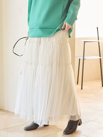 分層薄紗拼接長裙(HA51L0L0100) - AMERICAN HOLIC