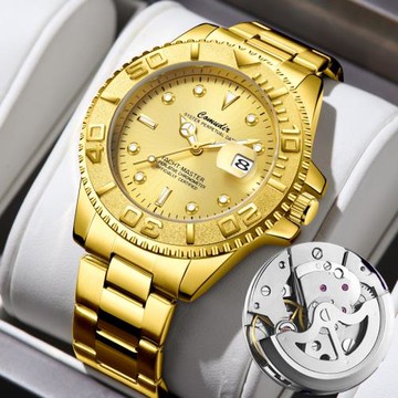 潛水艇全自動假機械表男士手表鏤空防水夜光日歷抖音快手一件代發