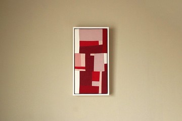 拼布掛畫  / 直式紅白色塊 / 無題