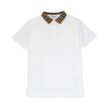 BURBERRY Kids 格紋領棉質 POLO 衫
