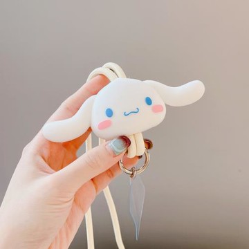 適用蘋果安卓立體硅膠手機掛繩通用日系玉桂狗大耳狗可愛掛脖繩女