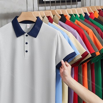 高彈柔軟拼色翻領短袖Polo 商務休閒百搭Polo 摁扣款大碼工作衣 團體服製作 汽車工作服 班服 客製化