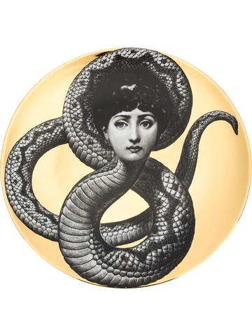Fornasetti - Face Serpent print plate - unisex - ceramic - One Size - Gold