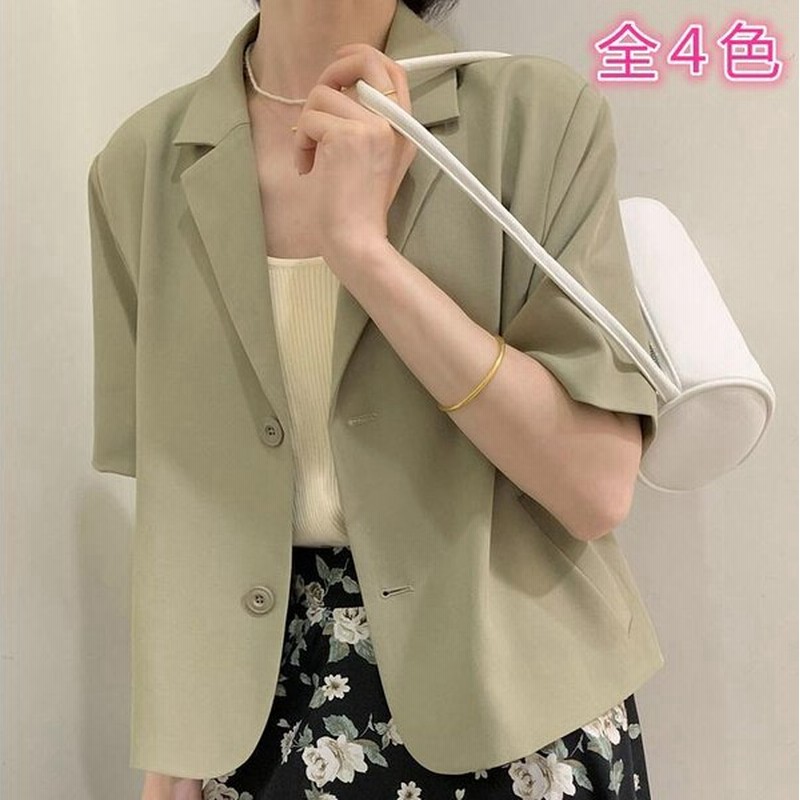 韓国風 脱落感 半袖テーラードジャケット 新品 半袖スーツコート夏 薄手アウターカジュアルショート丈スーツジャケット 通勤ol レディース半袖スーツトップス 通販 Lineポイント最大0 5 Get Lineショッピング