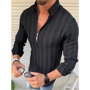 Multicolor Casual Striped Long Sleeve Shirt休閑條紋長袖襯衫