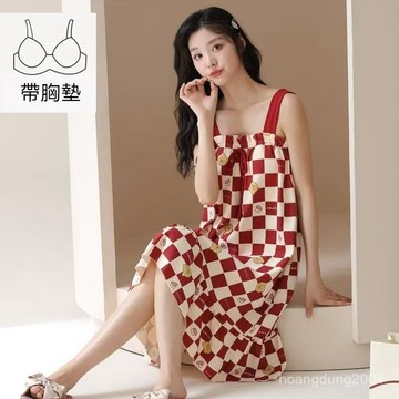 【台灣现貨】睡裙女 夏天睡衣 吊帶睡裙 睡衣裙 女生睡衣 胸墊睡衣 性感睡衣 吊帶睡衣 連身睡衣 居家服 睡裙 女睡衣