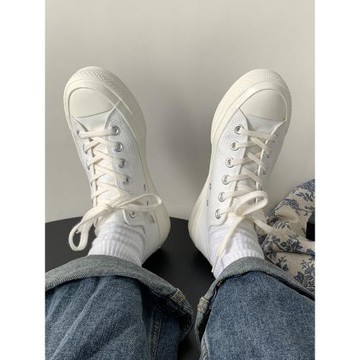 白色帆布鞋女2025秋季新款日系小白鞋韓版學生百搭復古板鞋ins潮