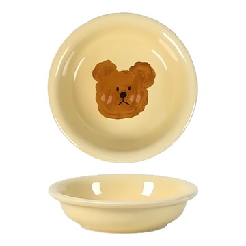沐慕家居 陶瓷防滑餐具臭臉熊小碟  混合色  4個