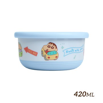 【HOUSUXI】蠟筆小新藍色系列-不鏽鋼雙層隔熱碗420ml【童趣生活↘新品74折起】＜售價已折＞