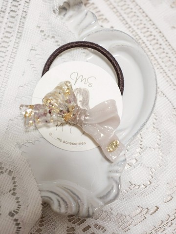 立體蝴蝶結乾花髮帶 - 粉紅