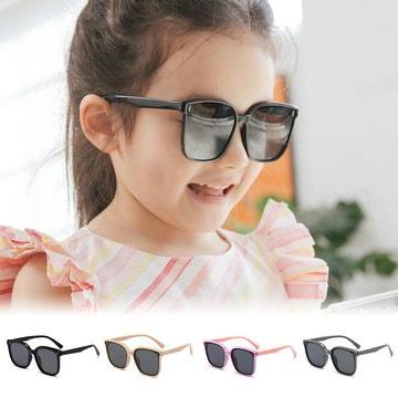 童樂時尚兒童專用輕量矽膠彈性UV400太陽眼鏡│方框偏光墨鏡 斑馬黑300