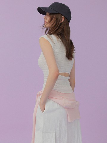 Morini Back Slit Pleated T-shirt