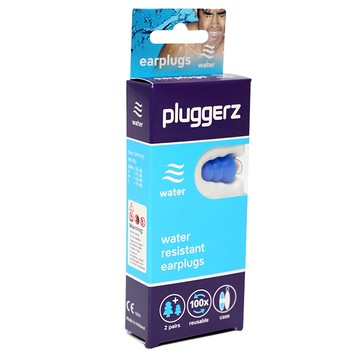 Pluggerz 游泳耳塞 防水 減輕水壓  藍色  1盒