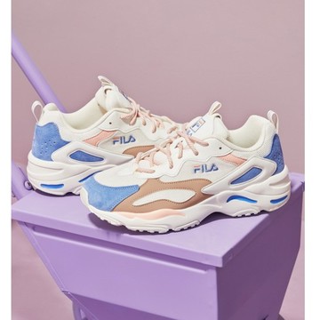 FILA RAY TRACER 中性經典老爹鞋/復古麂皮運動鞋-粉藍 4-C611Z-149