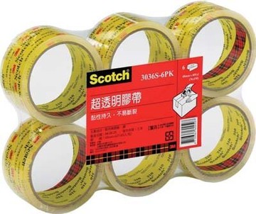 【文具通】3M Scotch 3036S-6 超透明 封箱 膠帶 48mm x 40Yd E1030218【APP滿額下單10%點數(單一帳號最高5000點)】1/31止