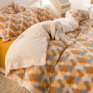 2021新款柔軟泰迪絨床上四件套冬季加厚法蘭珊瑚絨被套牛奶絨床單