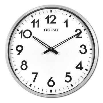 SEIKO / 42cm 大尺寸 極簡風格 數字刻度 滑動式秒針 靜音掛鐘 - 白x銀框 QXA560S /SK048