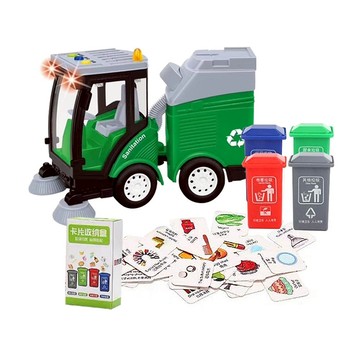 【Hi-toys】炫光音樂慣性垃圾資源回收車/環保清潔車(垃圾分類遊戲/會說古詩)