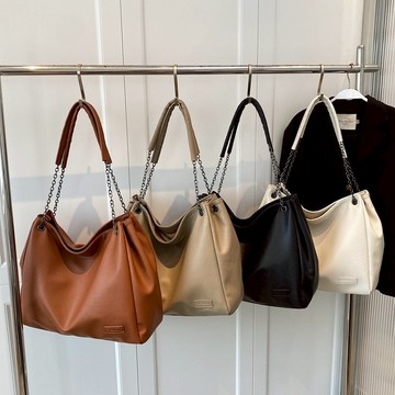 托特包．韓系皮革拉鍊大容量鏈條手提/肩背包．白鳥麗子