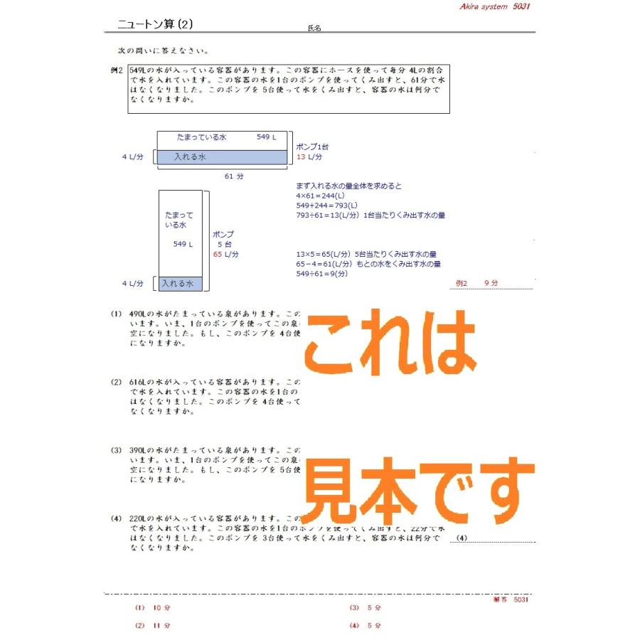 中学受験算数　解説ニュートン算