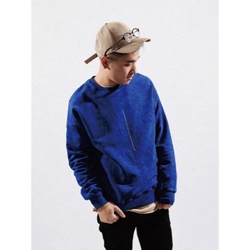 【清倉價】LIFEGOESON潮牌蠟染洗水印花圓領衛衣男寬松純棉打底衫