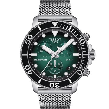 TISSOT 天梭 官方授權 Seastar 海星300米潛水石英錶-鋼帶款(T1204171109100)(送原廠錶帶)
