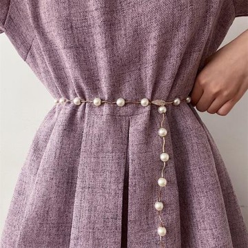 氣質優雅金屬珍珠腰鏈女潮流時尚夏季百搭裝飾配洋裝腰帶女士細