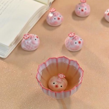 豬油凍陶瓷泡泡魚茶寵香插可愛手工捏花家居擺件茶道香道可養裝飾