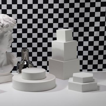 白色立方體幾何圖形圓形搭配拍照擺件 擺拍平面攝影裝飾道具