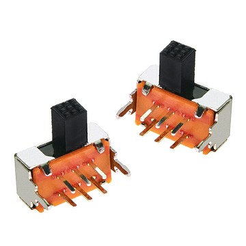 撥動開關SK-22D02二檔雙排6腳 2P2T 柄長5mm 臥式雙聯滑動（5個）