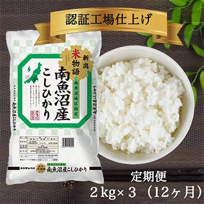 ふるさと納税 南魚沼市 南魚沼産コシヒカリ 精米 2kg×3袋全12回