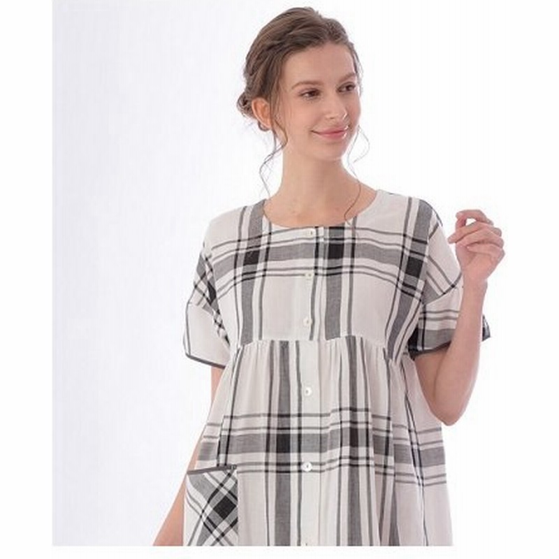 ナルエー ワンピース 半袖 綿100 ダブルガーゼ シンプルチェック ブラック ルームウェア ネグリジェ スポットセール 408 通販 Lineポイント最大0 5 Get Lineショッピング