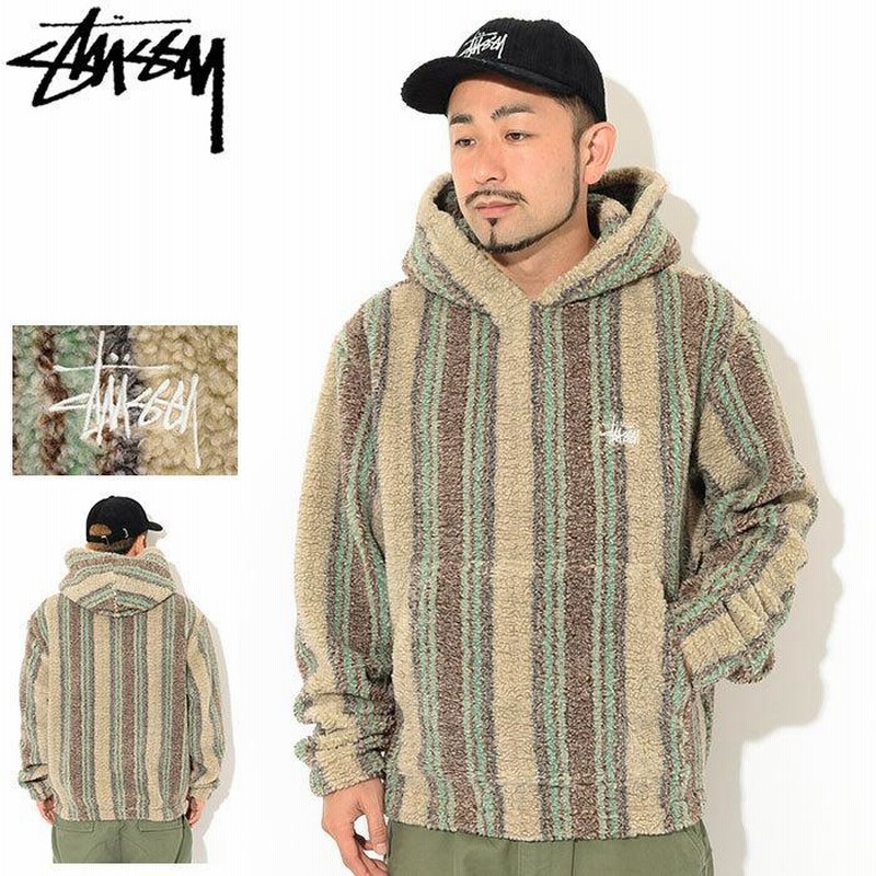 ステューシー ジャケット STUSSY メンズ Stripe Sherpa Hoodie