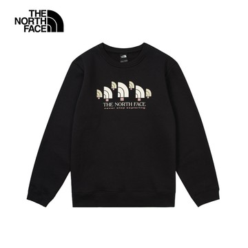 The North Face北面女款黑色舒適保暖胸前趣味品牌印花長袖大學T｜8AT1JK3