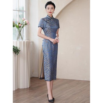 新中式真絲旗袍夏女2025新款短袖復古改良桑蠶絲連衣裙年輕款顯瘦
