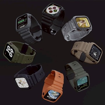 Apple Watch 8/7/6/5/4/SE 一體成形軍規錶帶 - 45mm(7色)_2入 耀眼風(皇家藍+愛馬橘)