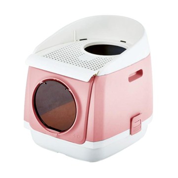 【台灣現貨 直接免運】全罩式雙門貓砂盆 前門有卡扣可設定只進不出 免運 自由艙貓砂盆 上掀設計 清理超方便 附除臭活性炭