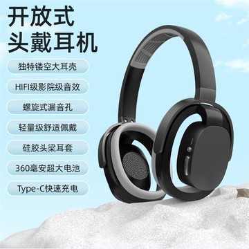 跨境運動透氣藍牙頭戴耳機30小時續航快充開放式鏤空設計