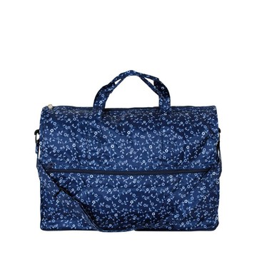 【HAPI+TAS】日本原廠授權 摺疊旅行袋 (小)- 深藍花朵華爾