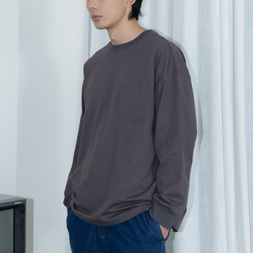 簡約單口袋長袖素面上衣 七色售S/M/L/XL