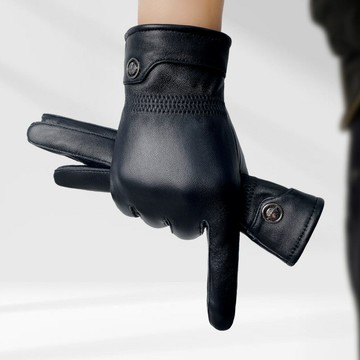 【巴黎精品】現貨+預購 真皮手套觸控手套-羊皮加絨保暖柔軟男手套p1ba13